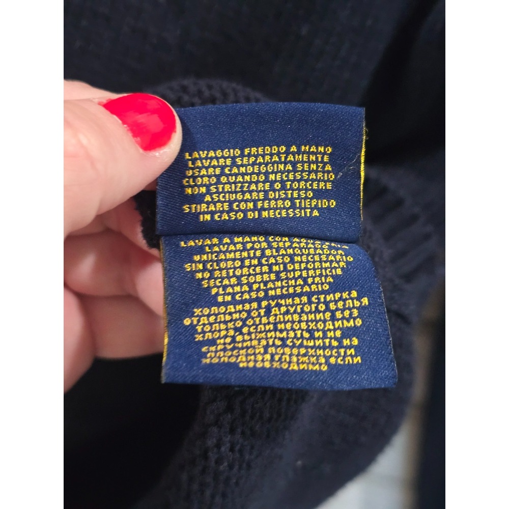 Ralph Lauren Rugby Size M Cardigan Sweater Navy Crest Linen Varsity Collegiate - Picture 6 of 11